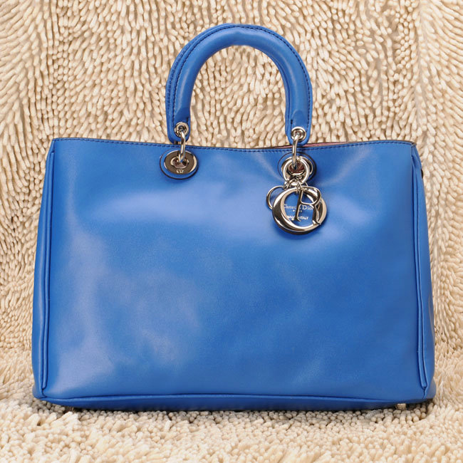 Christian Dior diorissimo nappa leather bag 0901 roya blue with silver hardware